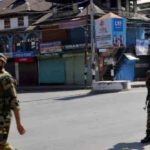 Soldiers patrol on Baramulla roads amidst curfew imposed in Kashmir valley, 5 August, 2016.